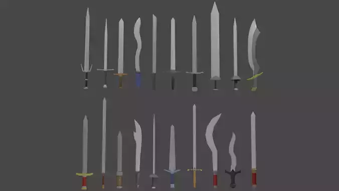 Sword Set Lowpoly Style