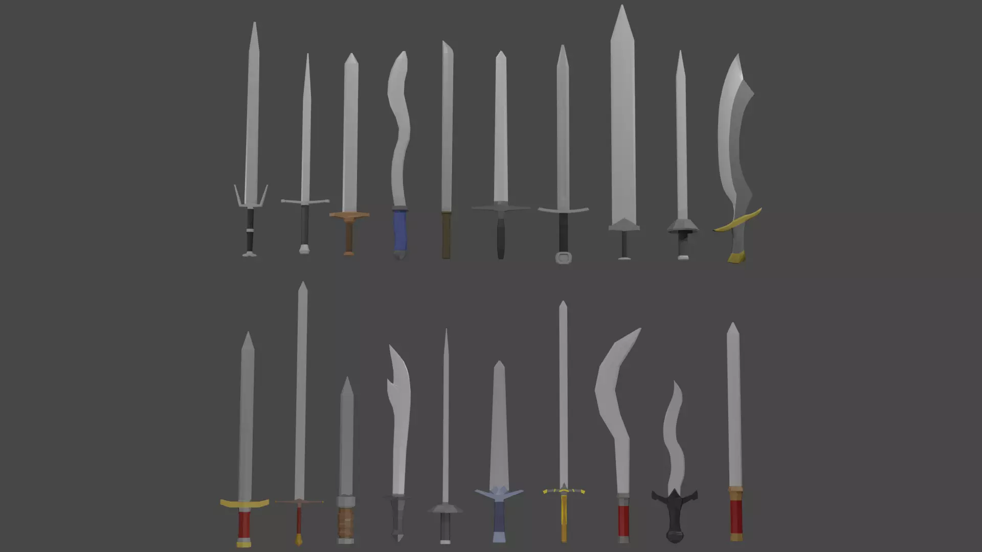 Sword Set Lowpoly Style Low-poly 3D model_0