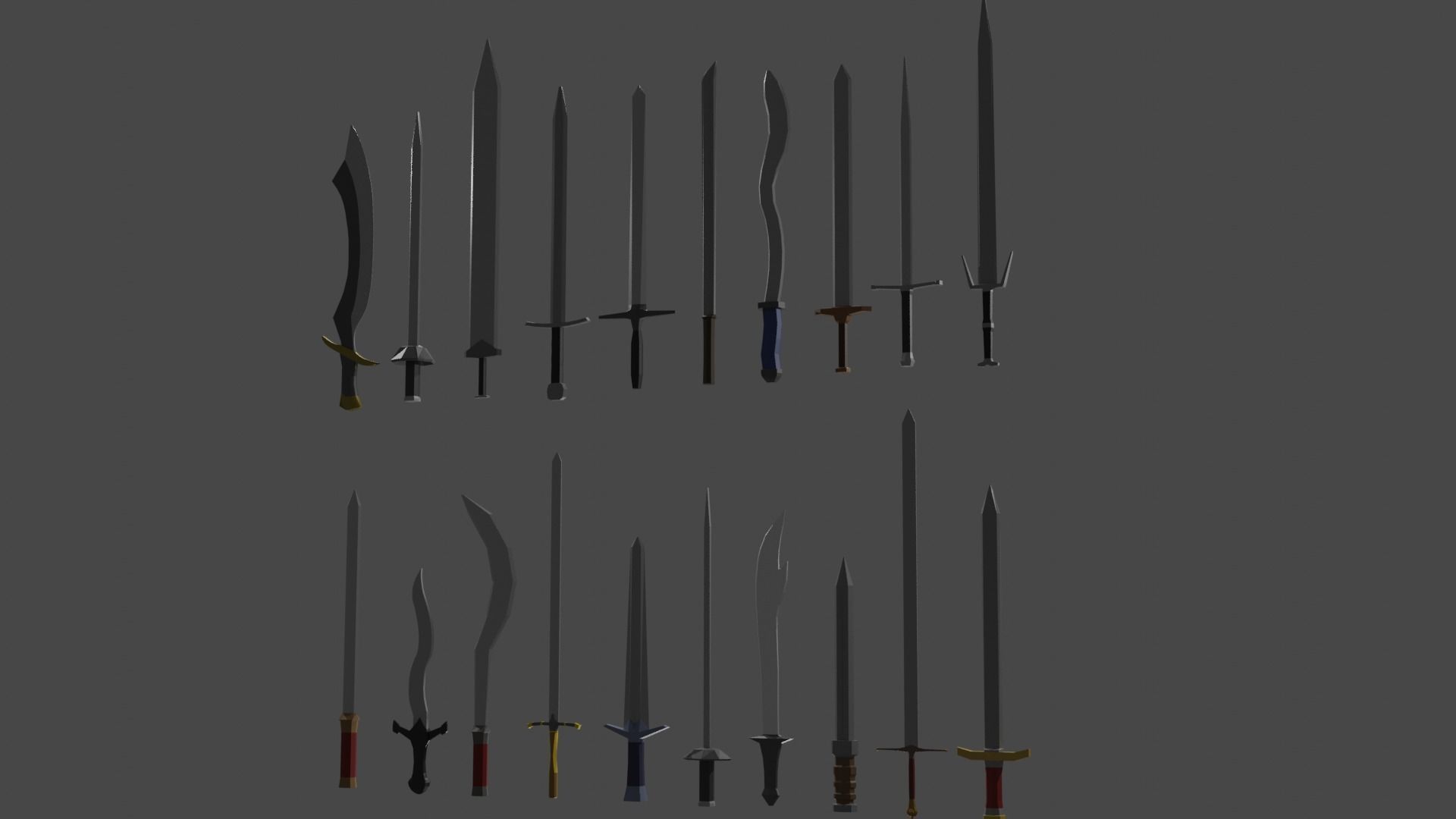 Sword Set Lowpoly Style Low-poly 3D model_16