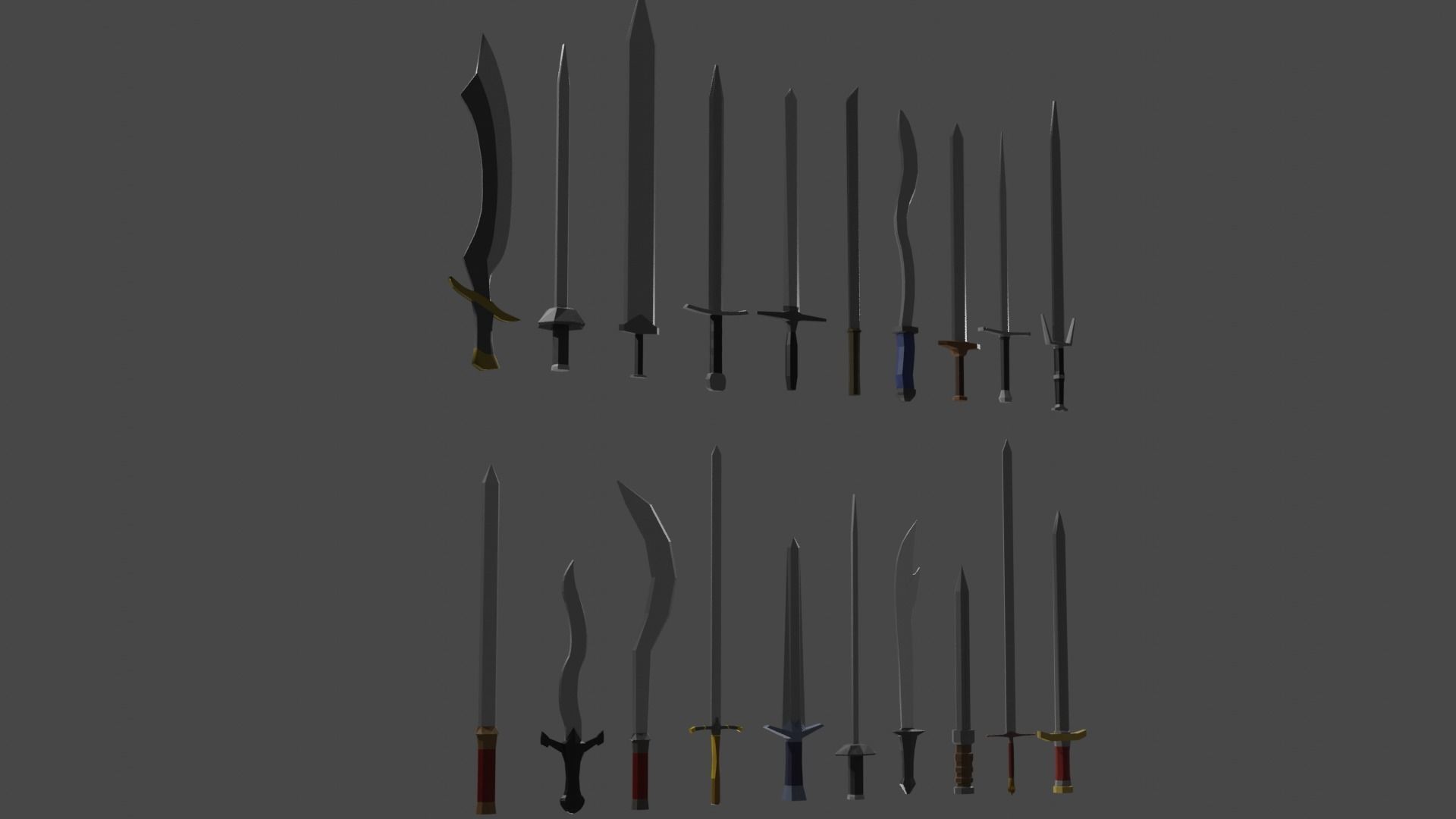 Sword Set Lowpoly Style Low-poly 3D model_13