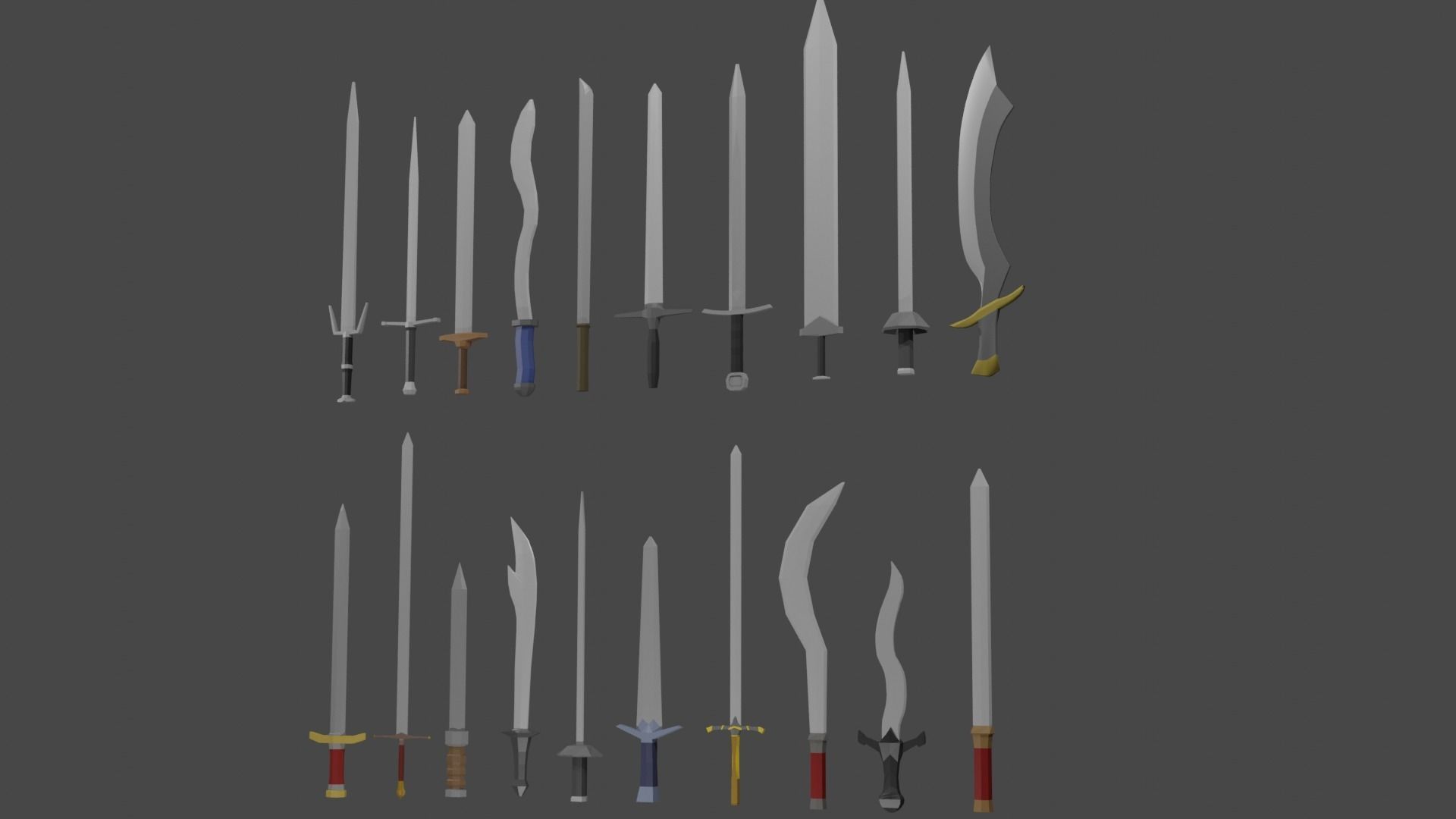 Sword Set Lowpoly Style Low-poly 3D model_3