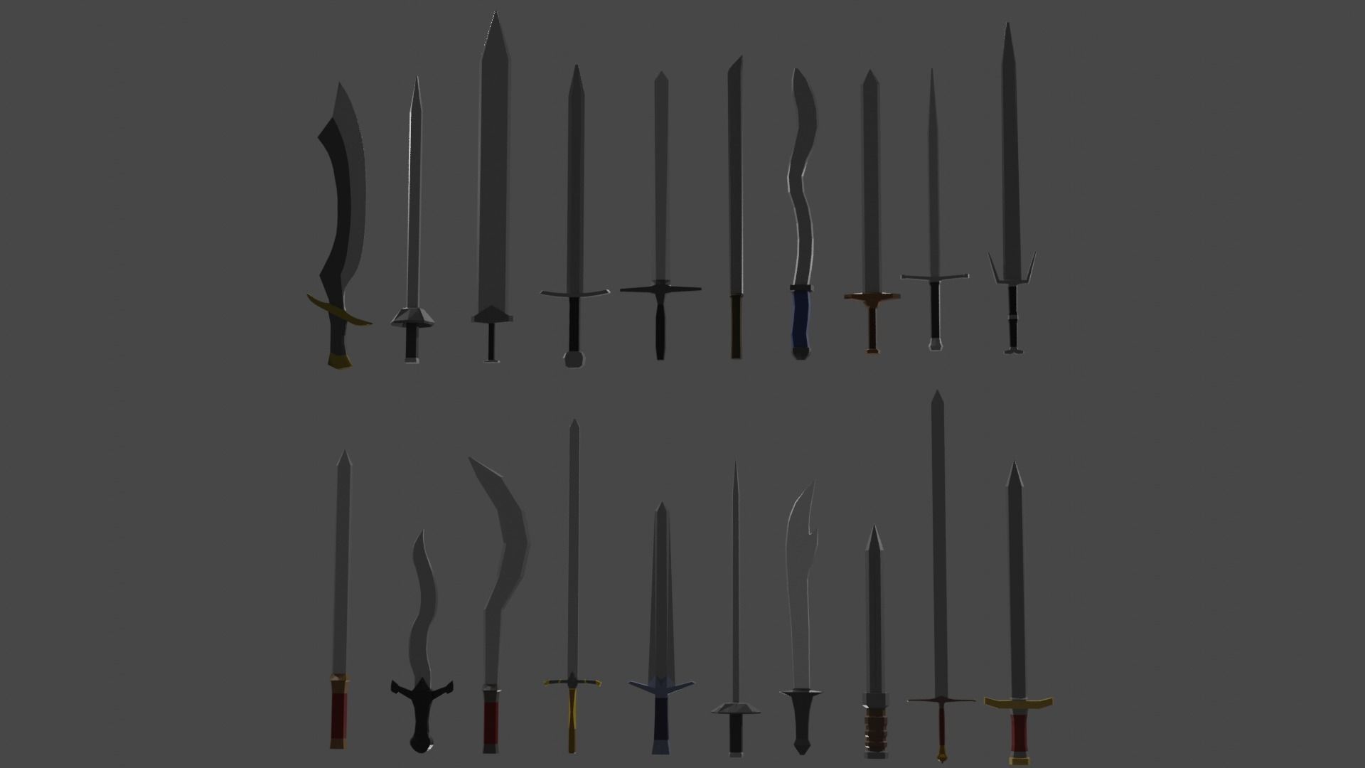 Sword Set Lowpoly Style Low-poly 3D model_15