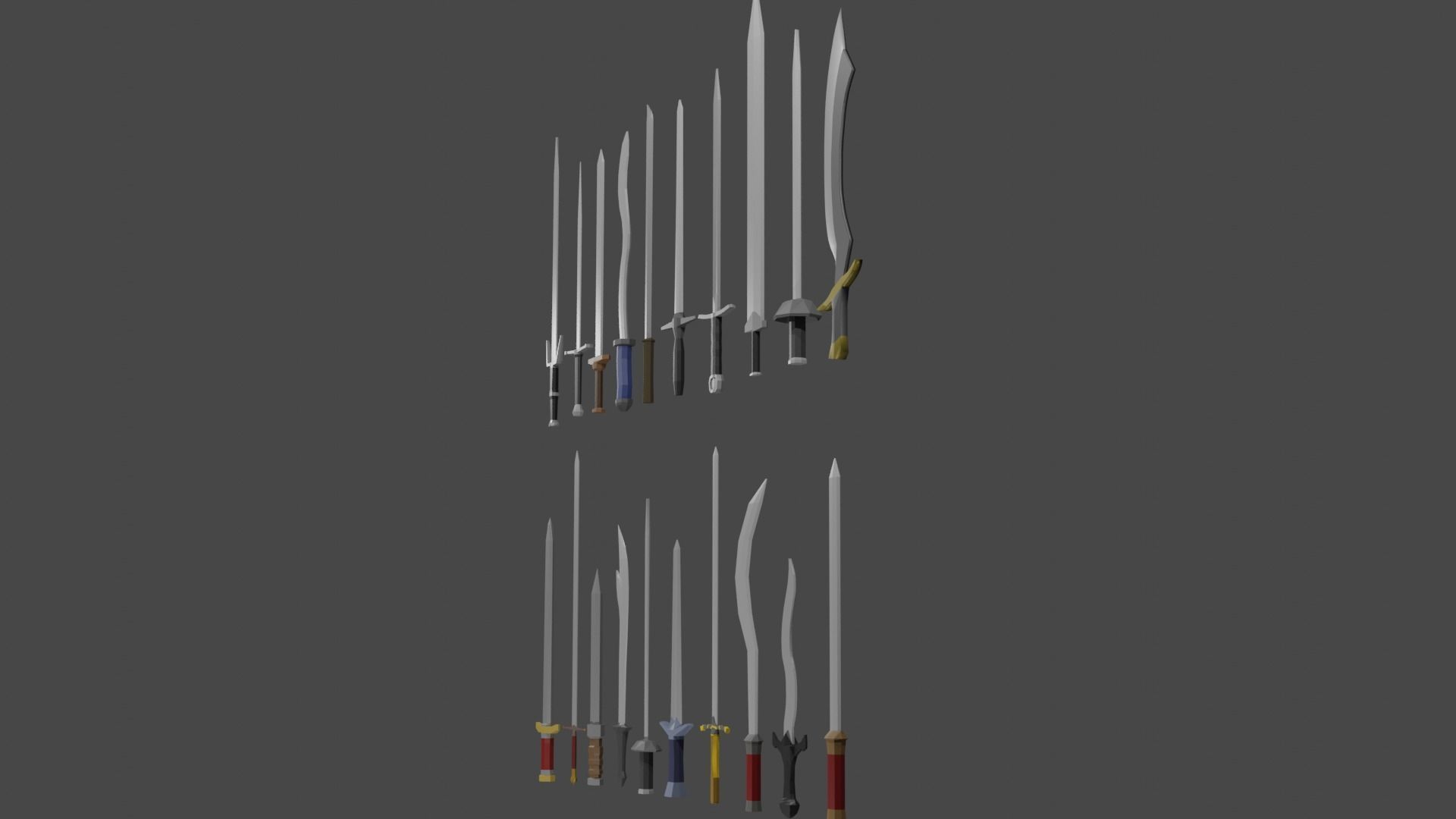 Sword Set Lowpoly Style Low-poly 3D model_8