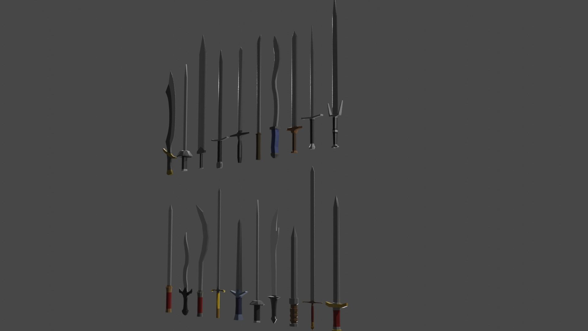 Sword Set Lowpoly Style Low-poly 3D model_19