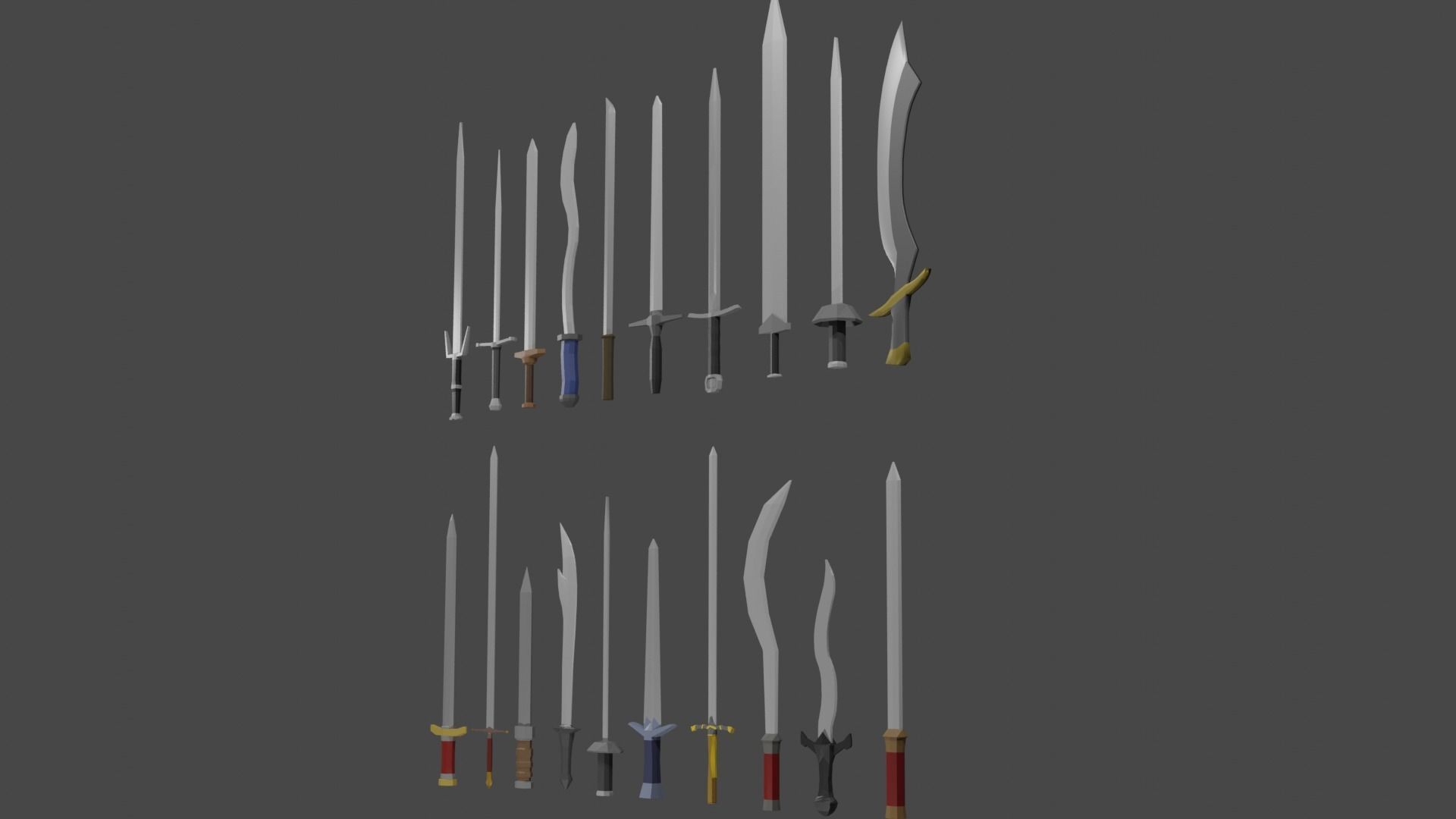 Sword Set Lowpoly Style Low-poly 3D model_5