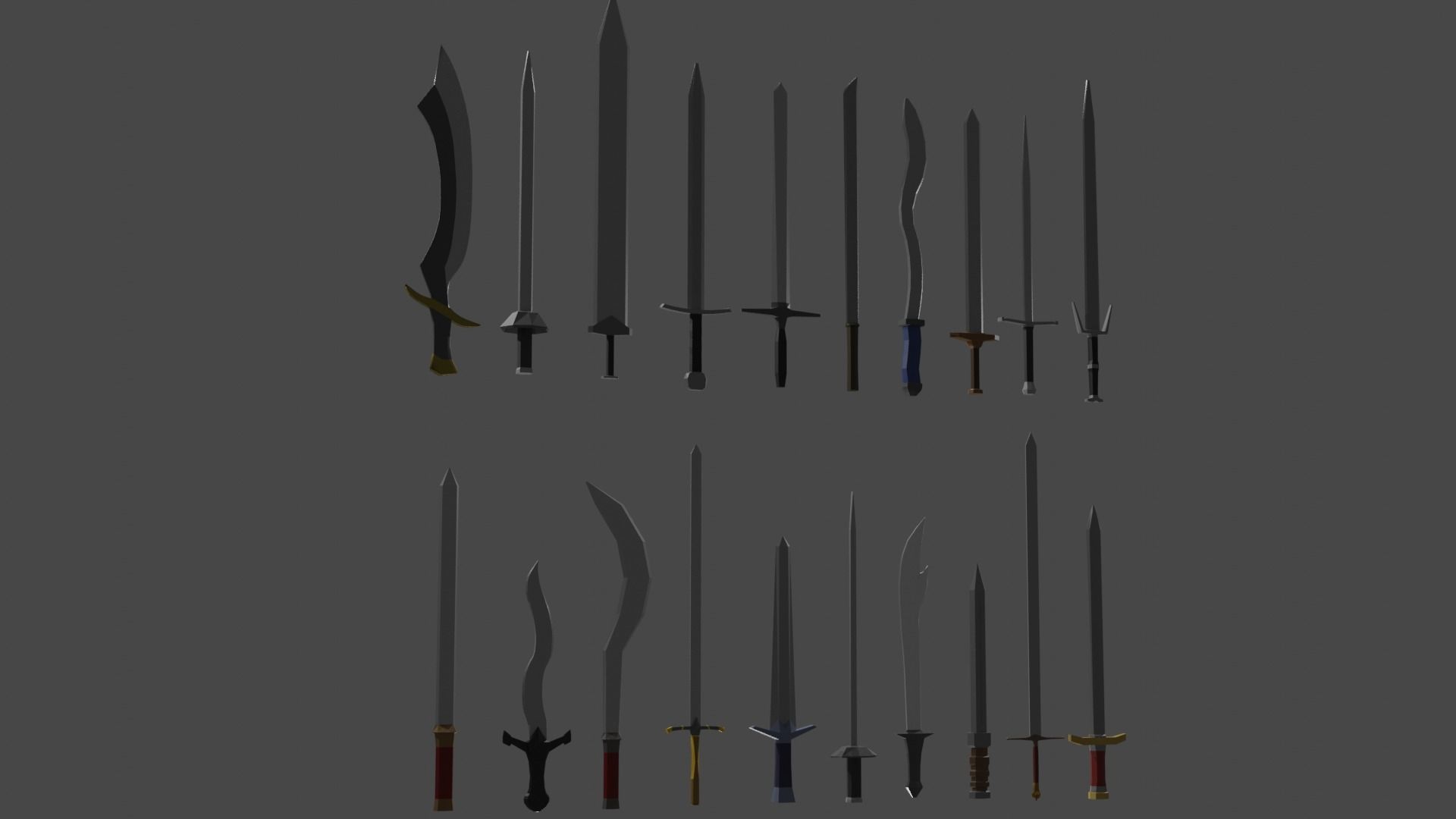 Sword Set Lowpoly Style Low-poly 3D model_14