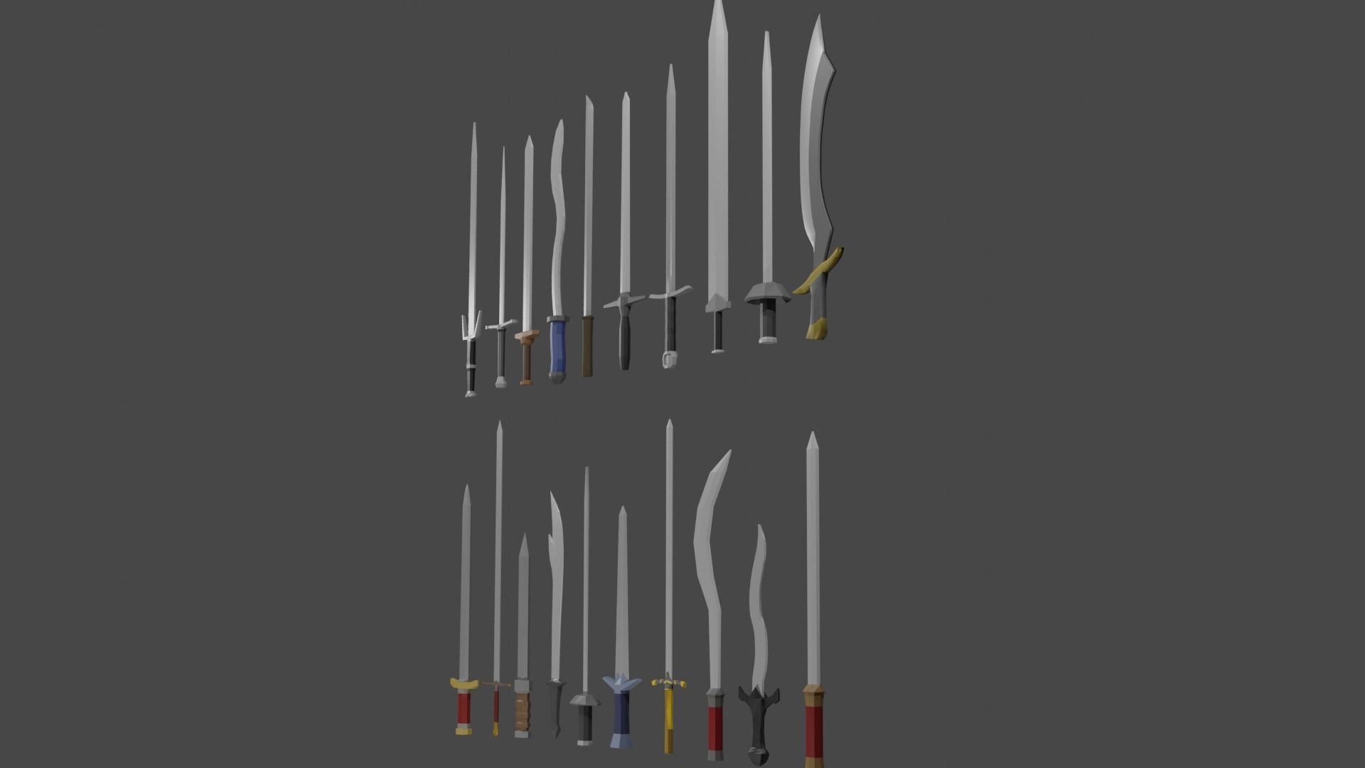 Sword Set Lowpoly Style Low-poly 3D model_6