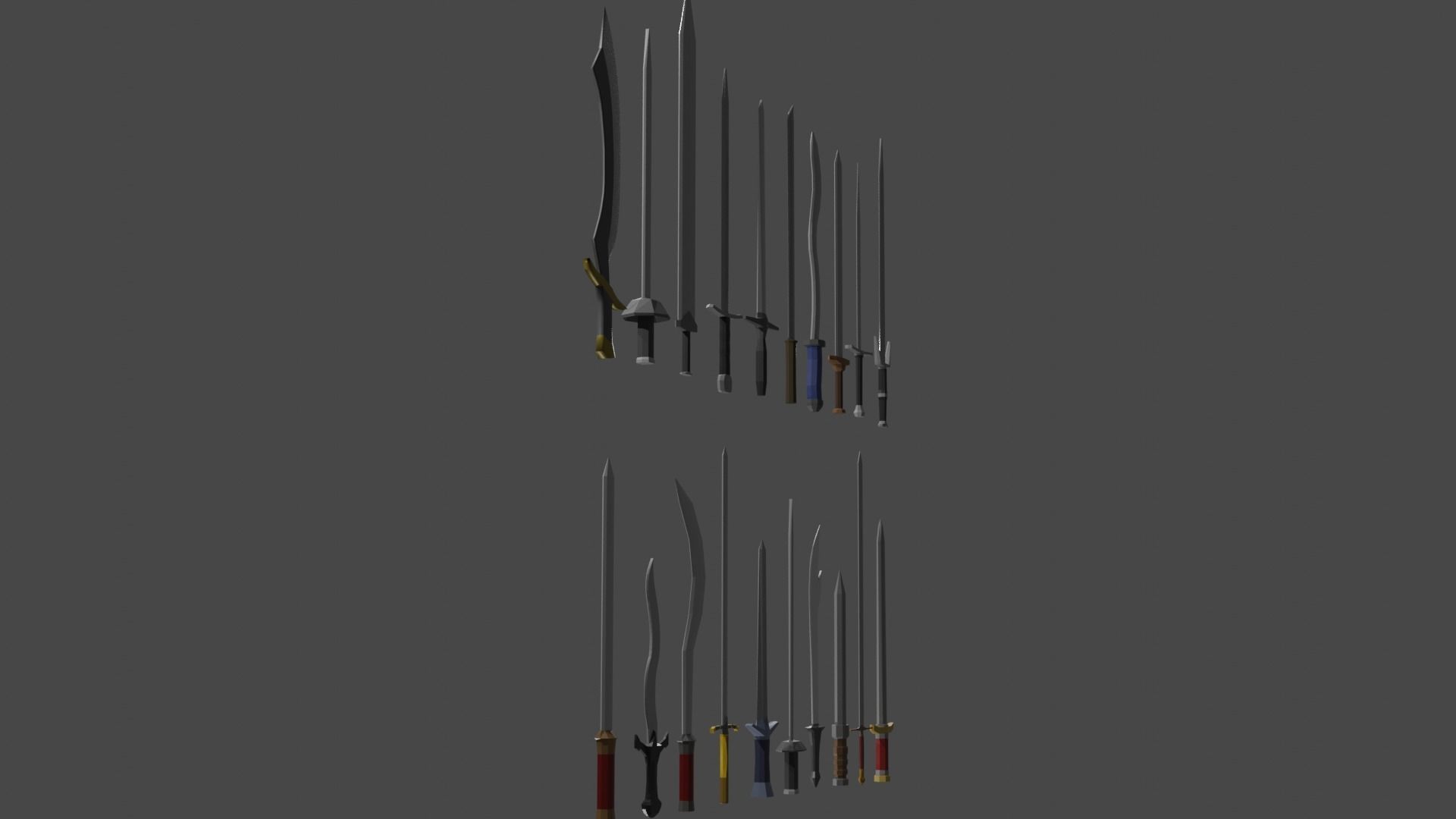 Sword Set Lowpoly Style Low-poly 3D model_12