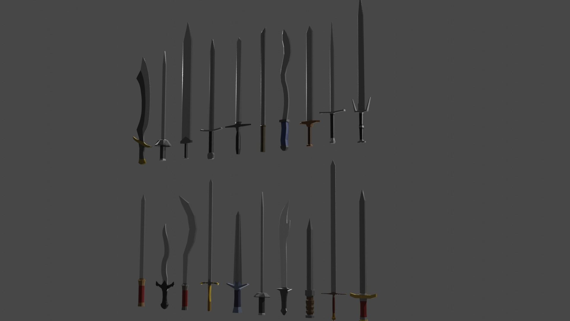 Sword Set Lowpoly Style Low-poly 3D model_18