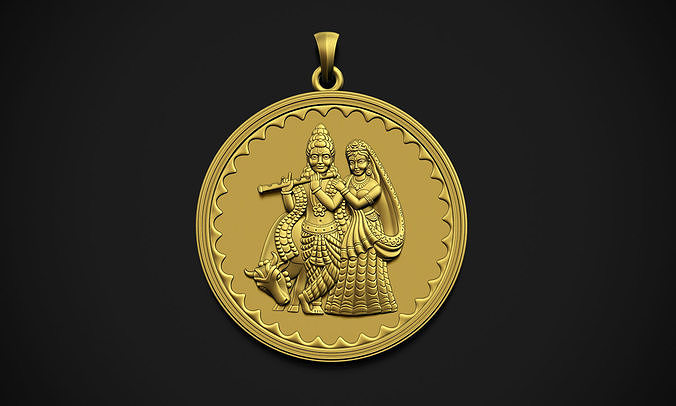 Radha Krishna Coin 3D print model