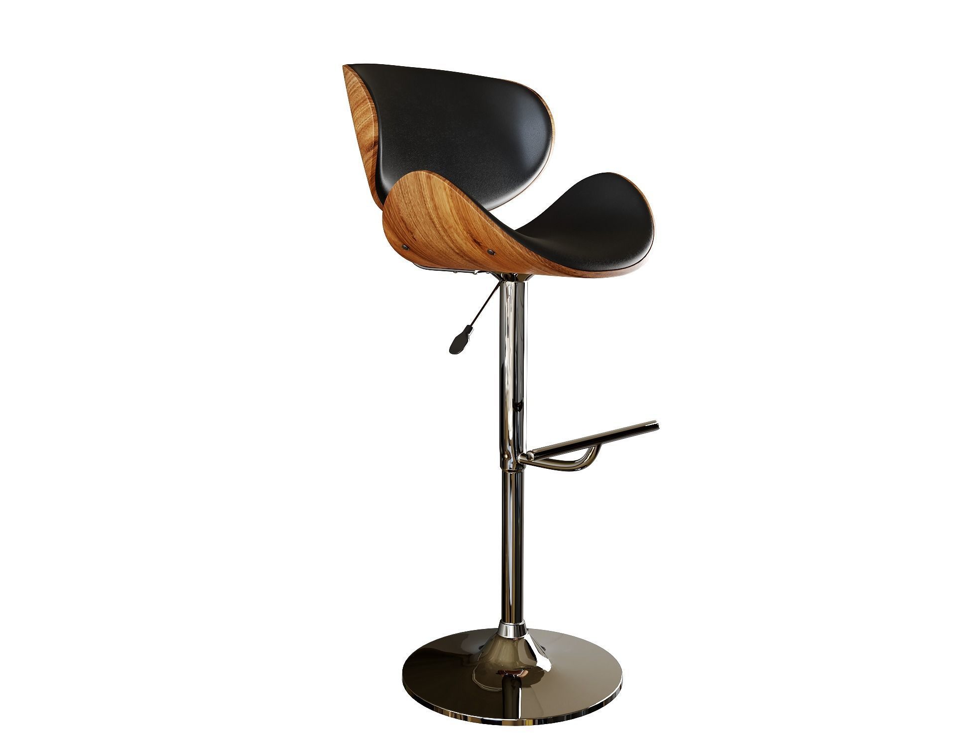Faux Leather Swivel Bar Stool Black ROTTERDAM 3D model_2