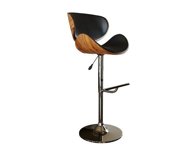Faux Leather Swivel Bar Stool Black ROTTERDAM 3D model 3