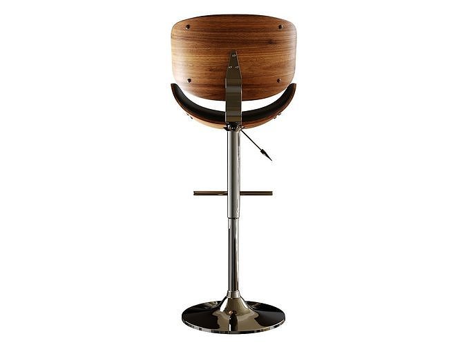 Faux Leather Swivel Bar Stool Black ROTTERDAM 3D model 6