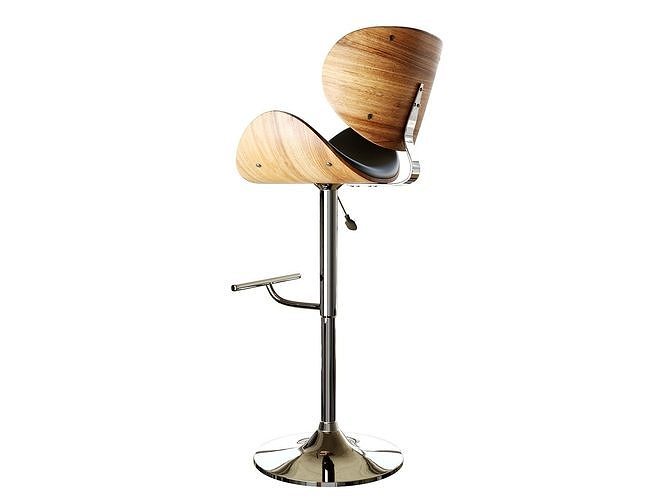 Faux Leather Swivel Bar Stool Black ROTTERDAM 3D model 7