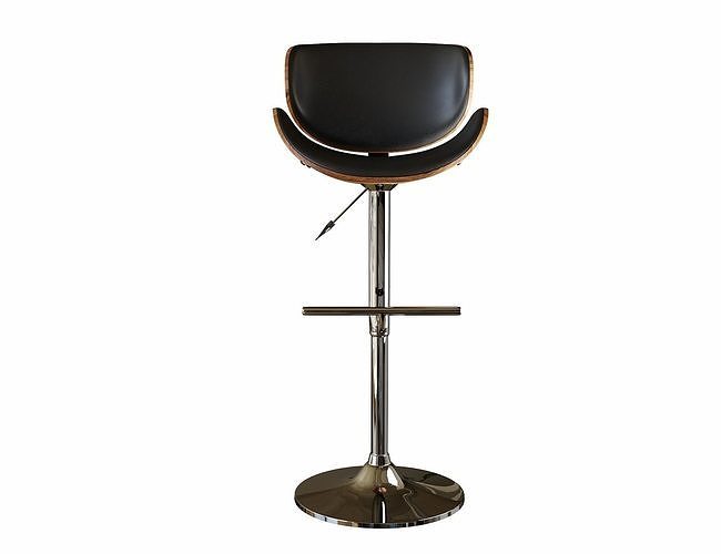 Faux Leather Swivel Bar Stool Black ROTTERDAM 3D model 2