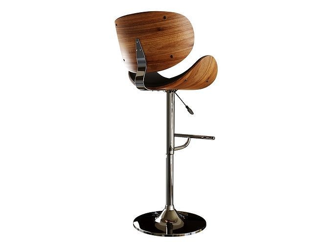 Faux Leather Swivel Bar Stool Black ROTTERDAM 3D model 5