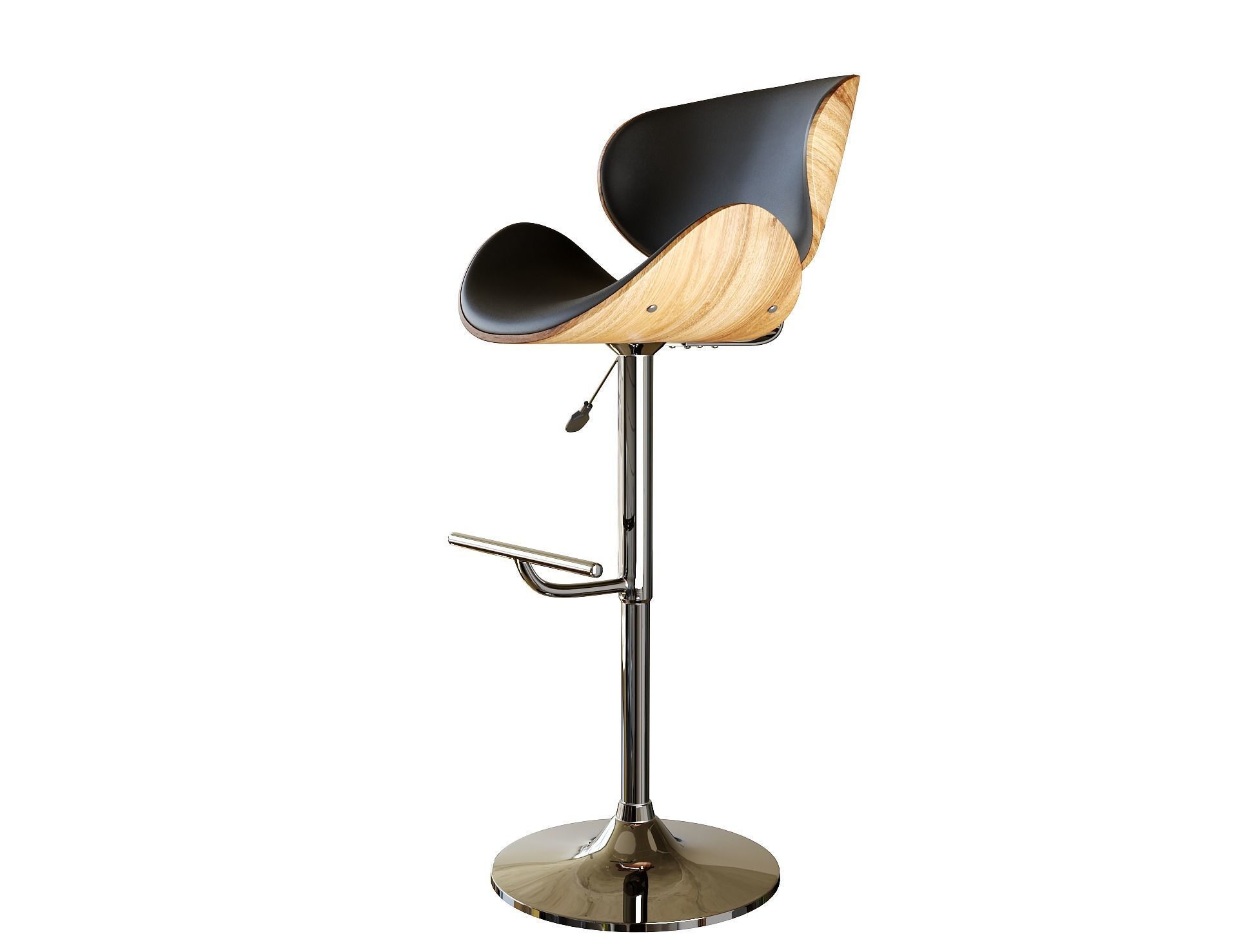 Faux Leather Swivel Bar Stool Black ROTTERDAM 3D model_8