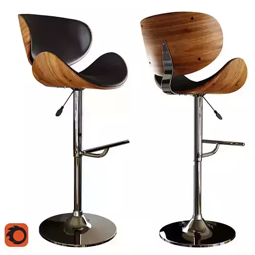 Faux Leather Swivel Bar Stool Black ROTTERDAM 3D model Faux Leather Swivel Bar Stool Black ROTTERDAM 3D model