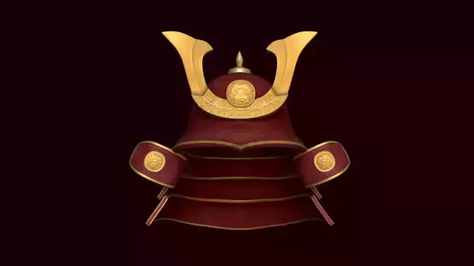 Samurai Helmet - Japanese Culture - Medieval Character Low-poly 3D model