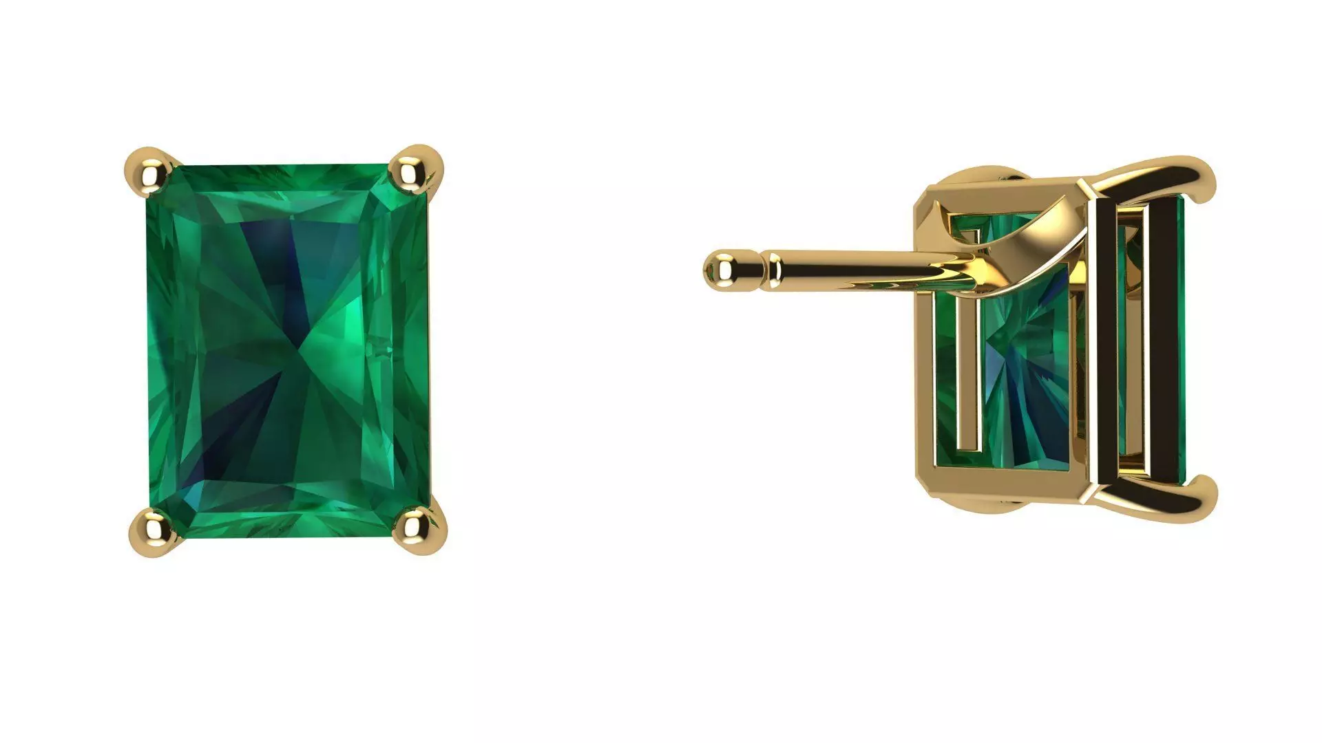 Solitaire Octagonal 8x6 mm Earring 3D print model