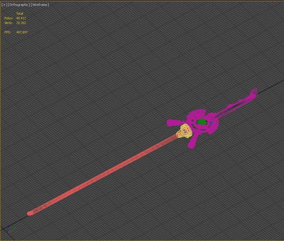 Arknights Podenco Staff sword Cosplay Weapon Prop 3D print model_11