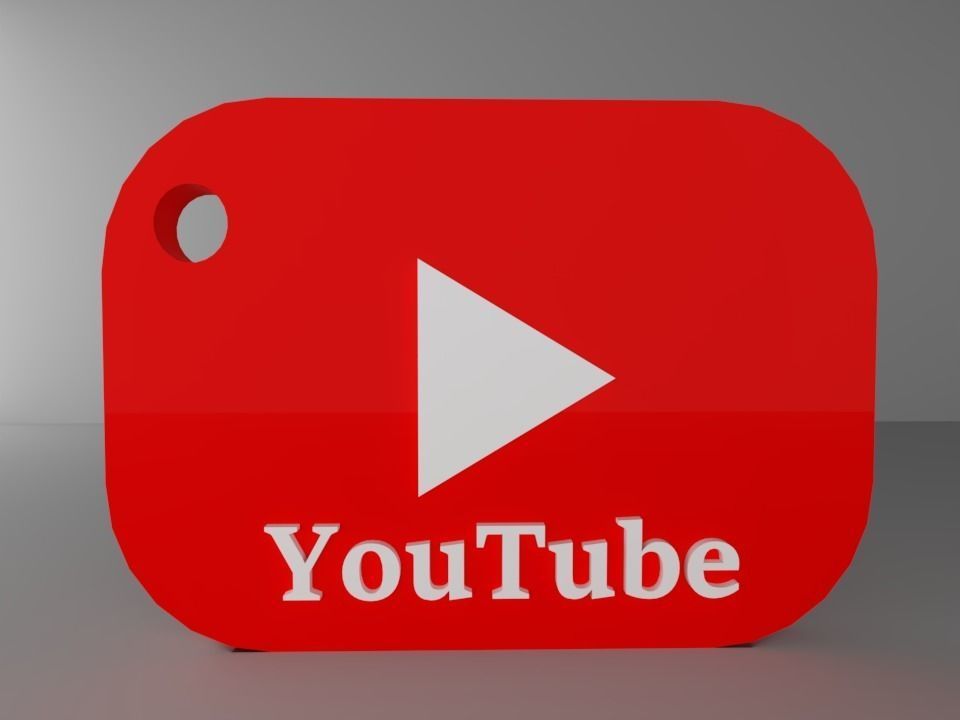  YouTube keychain 3D print model_8