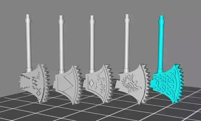 Wolf viking style chain axes - Set of 7 designs