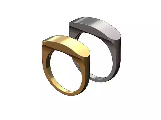 Slot rounded top signet ring 3D print model