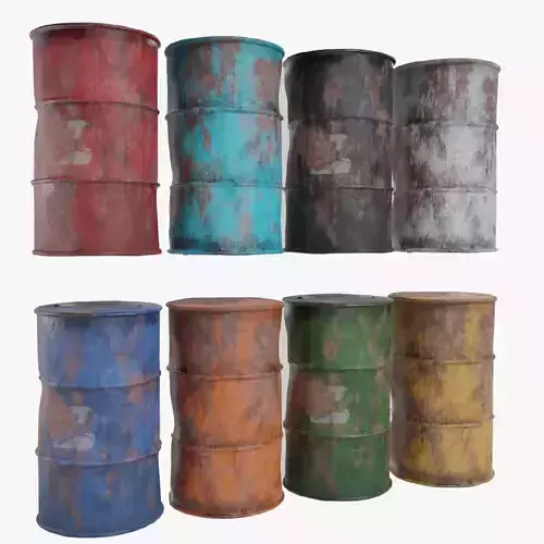 Old Metal Barrels Low-poly 3D model
