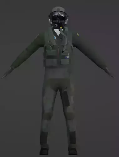 Figther Pilot Uniform and Gear Low-poly 3D model