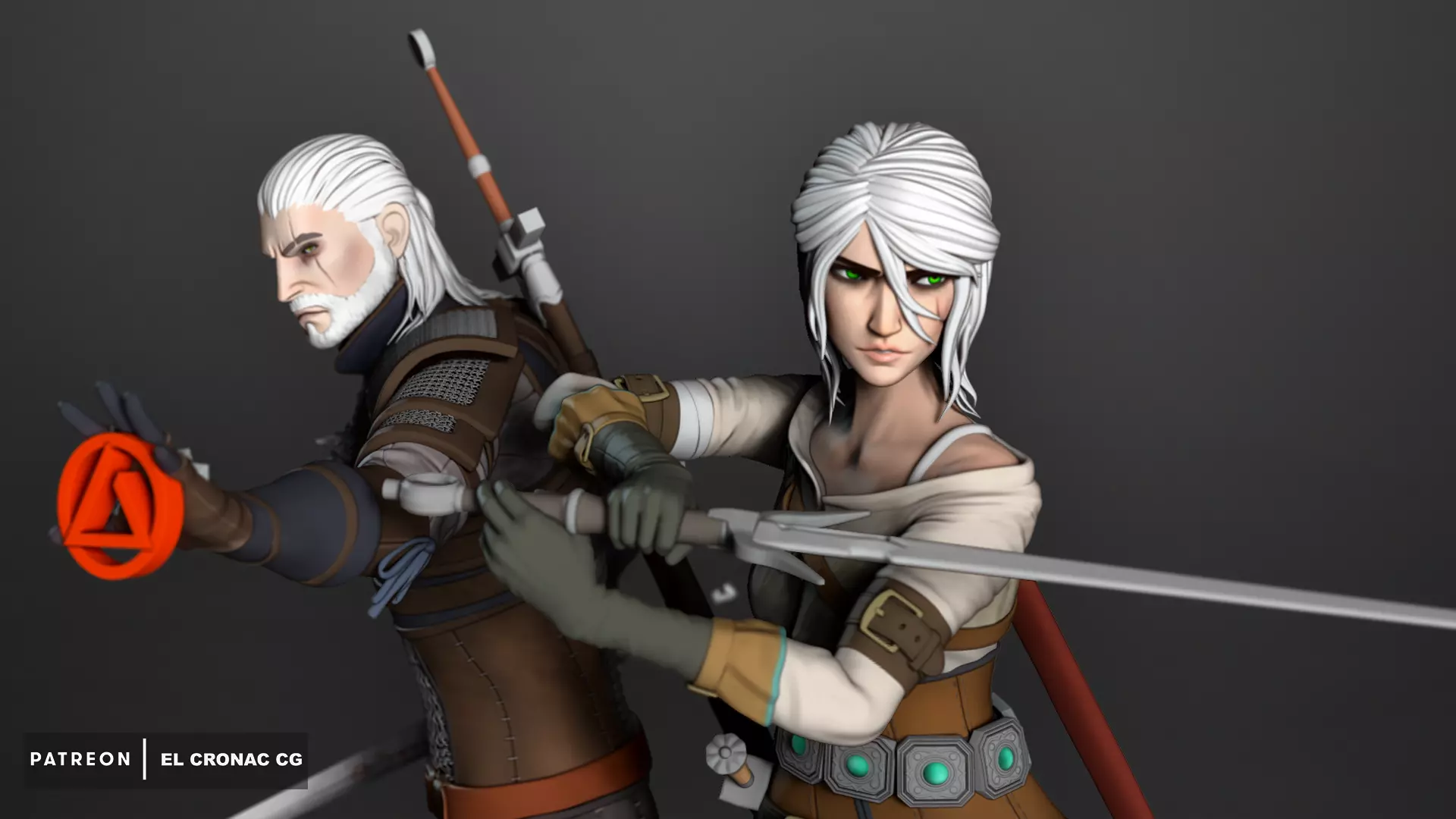 Ciri and Geralt - The Witcher 3 3D print model_0
