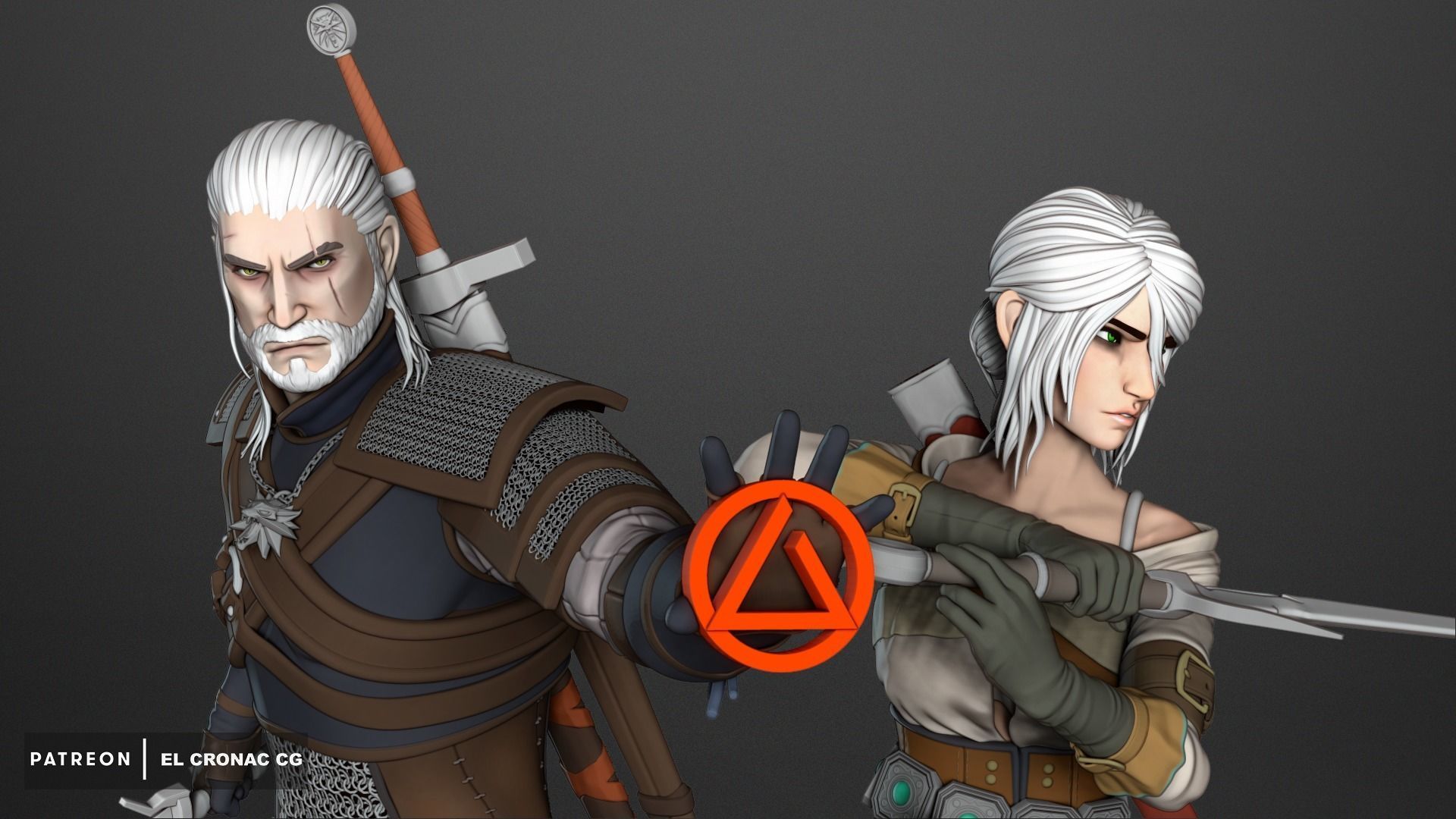 Ciri and Geralt - The Witcher 3 3D print model_1