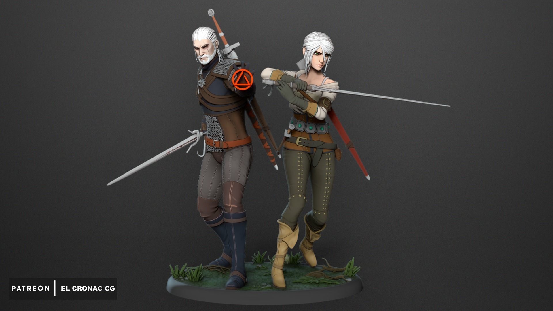 Ciri and Geralt - The Witcher 3 3D print model_2