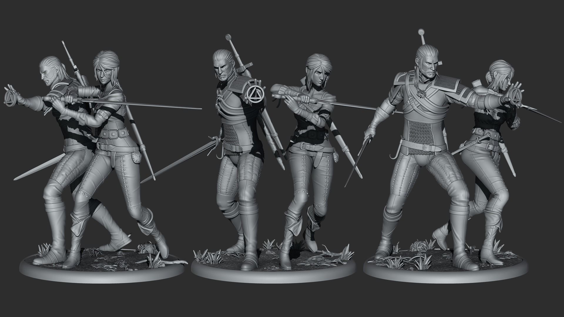 Ciri and Geralt - The Witcher 3 3D print model_4