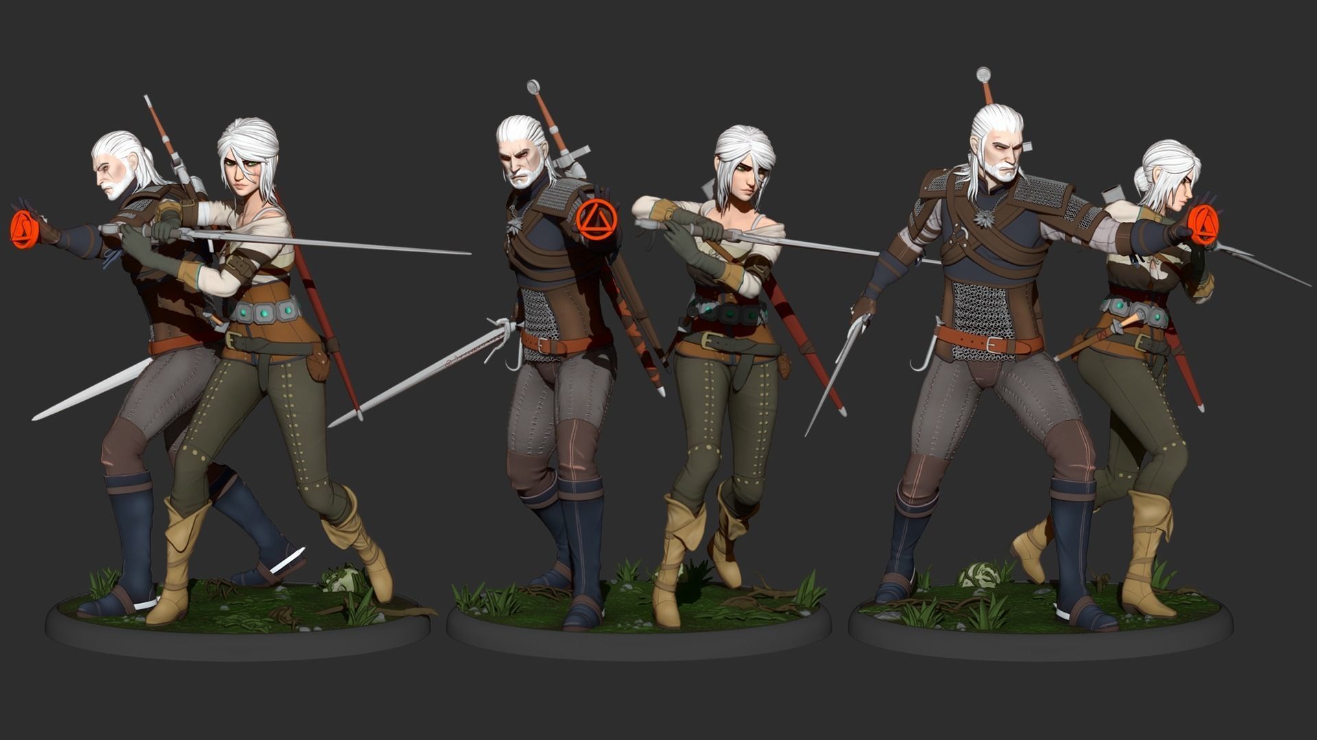 Ciri and Geralt - The Witcher 3 3D print model_3