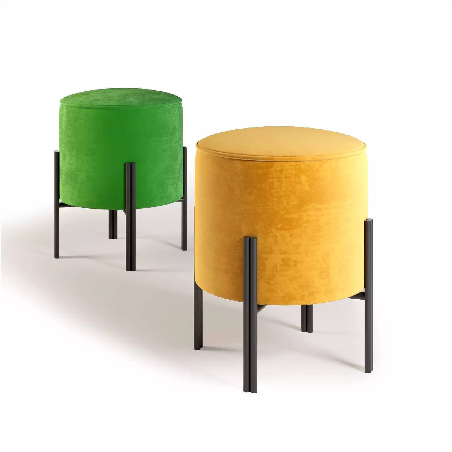 ottoman two stools with legs 3D model_0