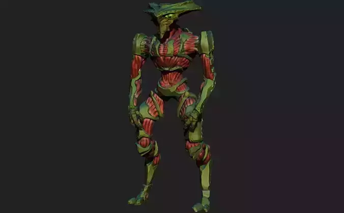 Dall Alien Warrior in standing pose with Spear