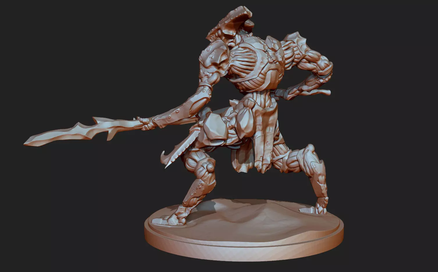 Dall Alien Warrior attacking with Spear 3D print model_0