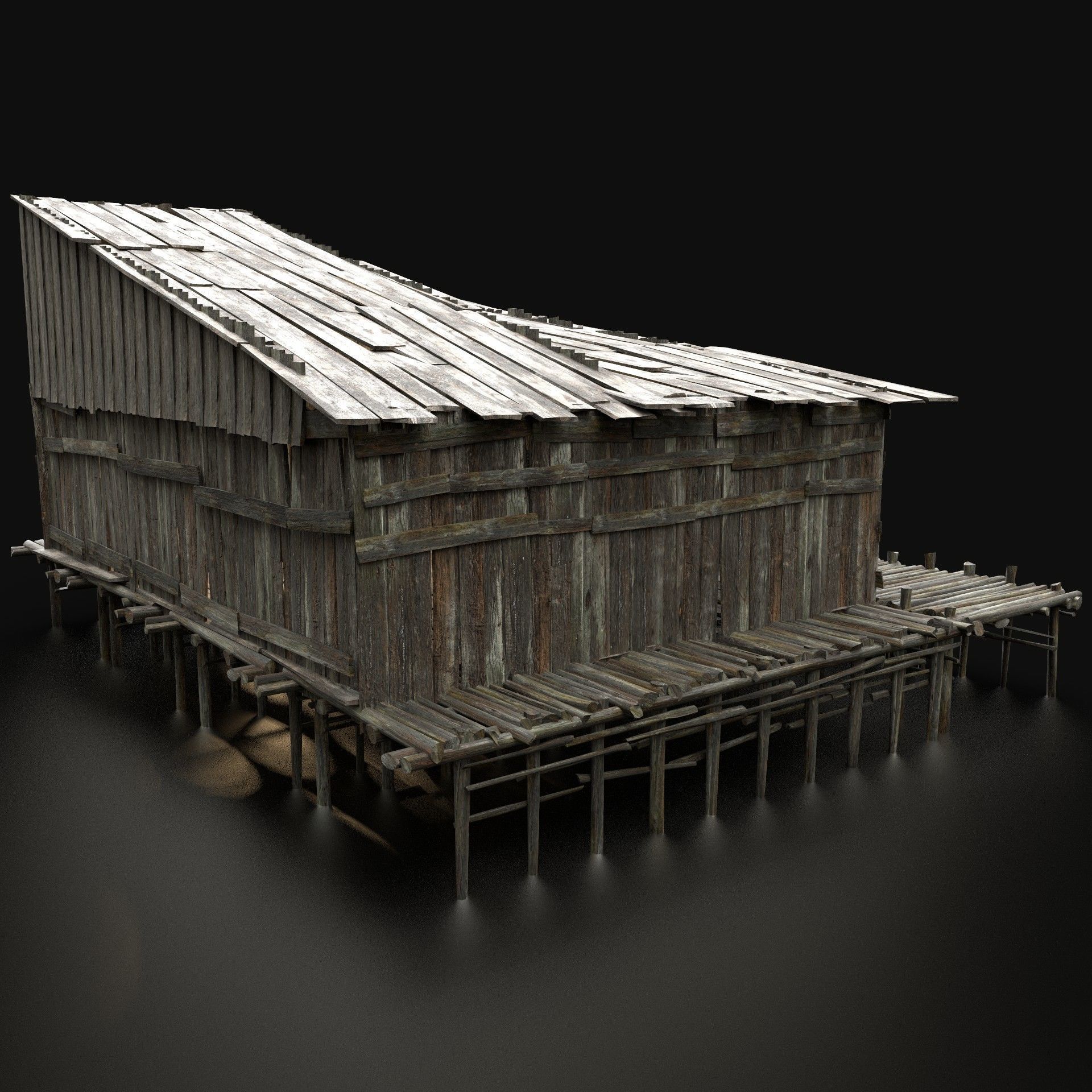 AAA SWAMP WETLAND FANTASY MEDIEVAL WOODEN HOUSE HUT NEXT GEN Low-poly 3D model_3