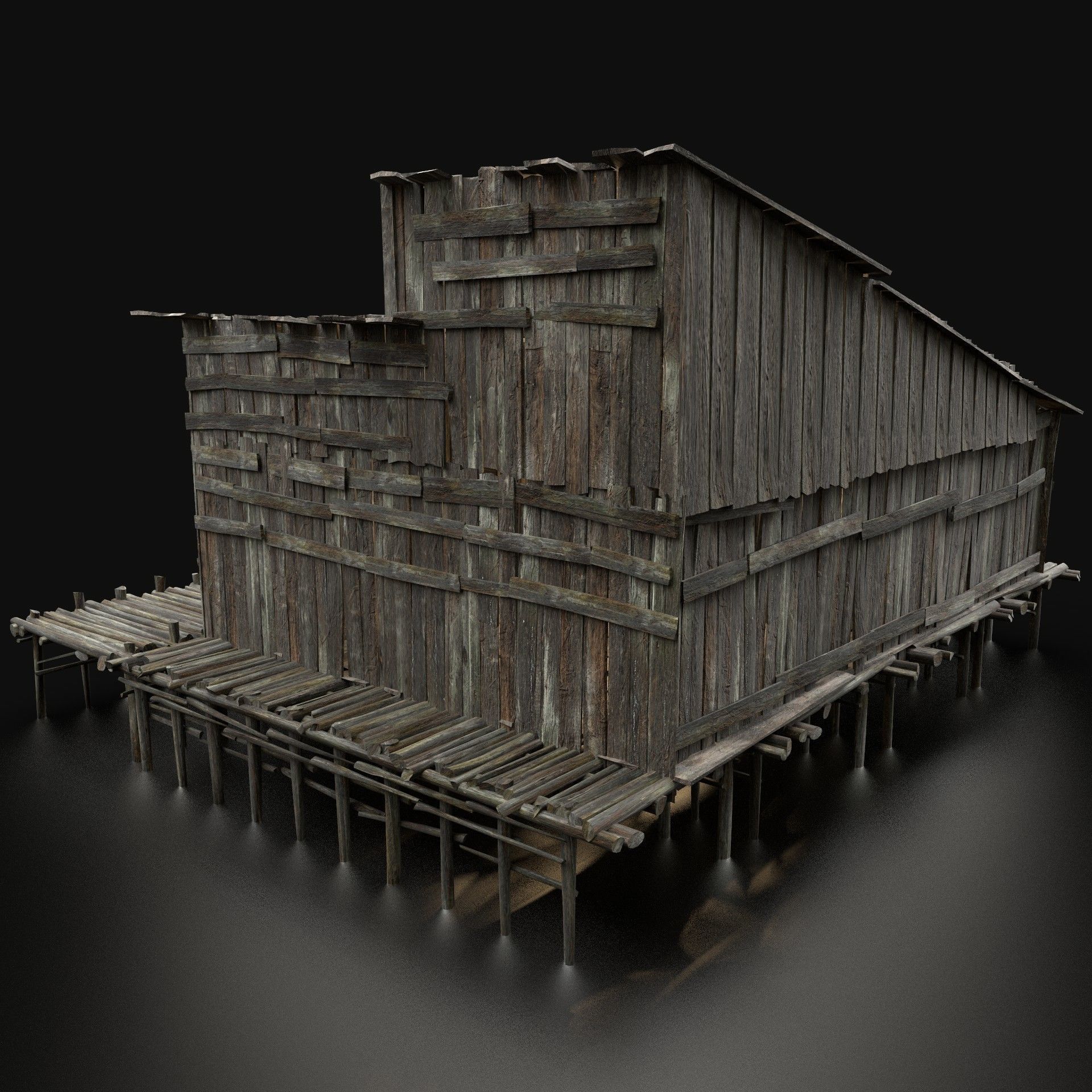 AAA SWAMP WETLAND FANTASY MEDIEVAL WOODEN HOUSE HUT NEXT GEN Low-poly 3D model_2