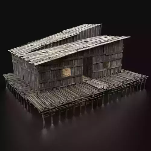 AAA SWAMP WETLAND FANTASY MEDIEVAL WOODEN HOUSE HUT NEXT GEN Low-poly 3D model