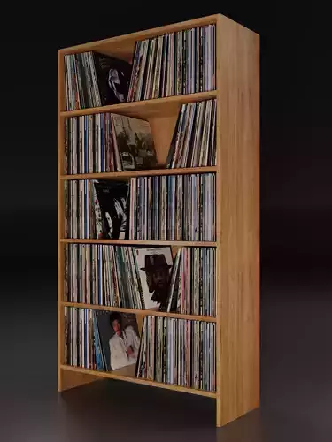 Vinyl Storage - Five Shelf PBR 3D model