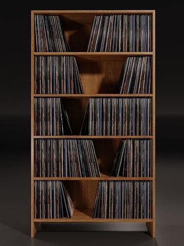 Vinyl Storage - Five Shelf PBR 3D model 6