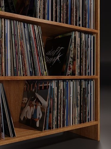 Vinyl Storage - Five Shelf PBR 3D model 7