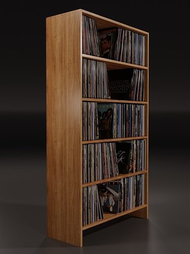 Vinyl Storage - Five Shelf PBR 3D model 3