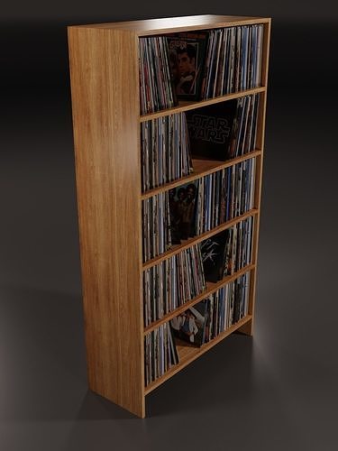 Vinyl Storage - Five Shelf PBR 3D model 2