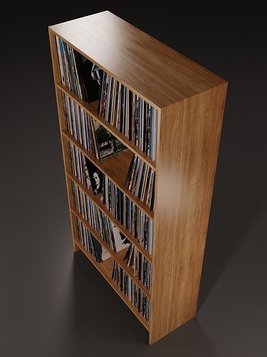 Vinyl Storage - Five Shelf PBR 3D model 4
