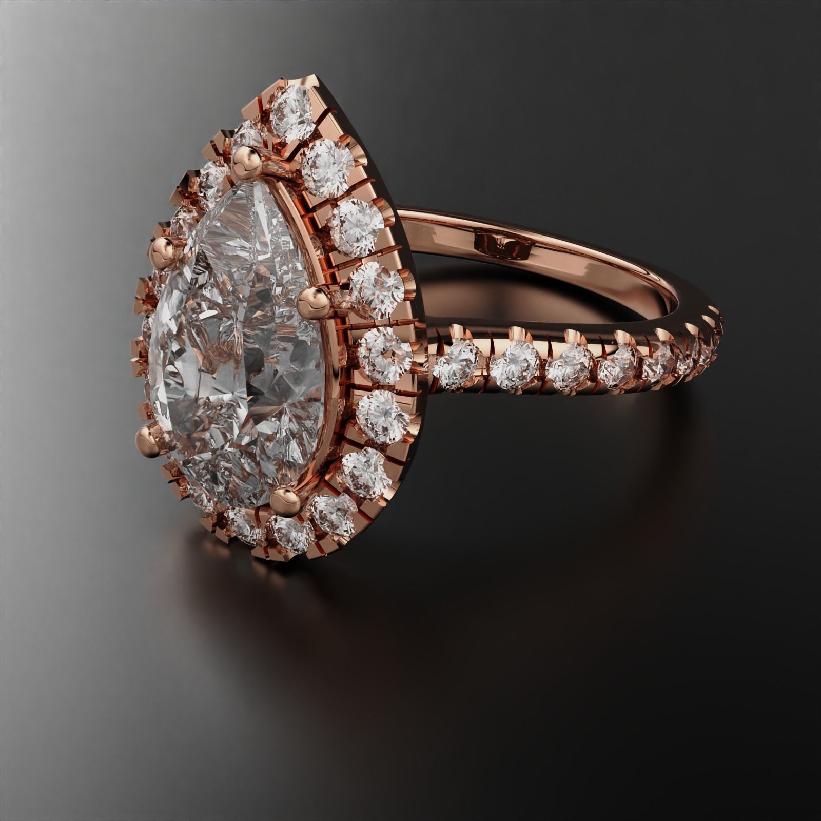 Pear  Women Ring  3D print model_5