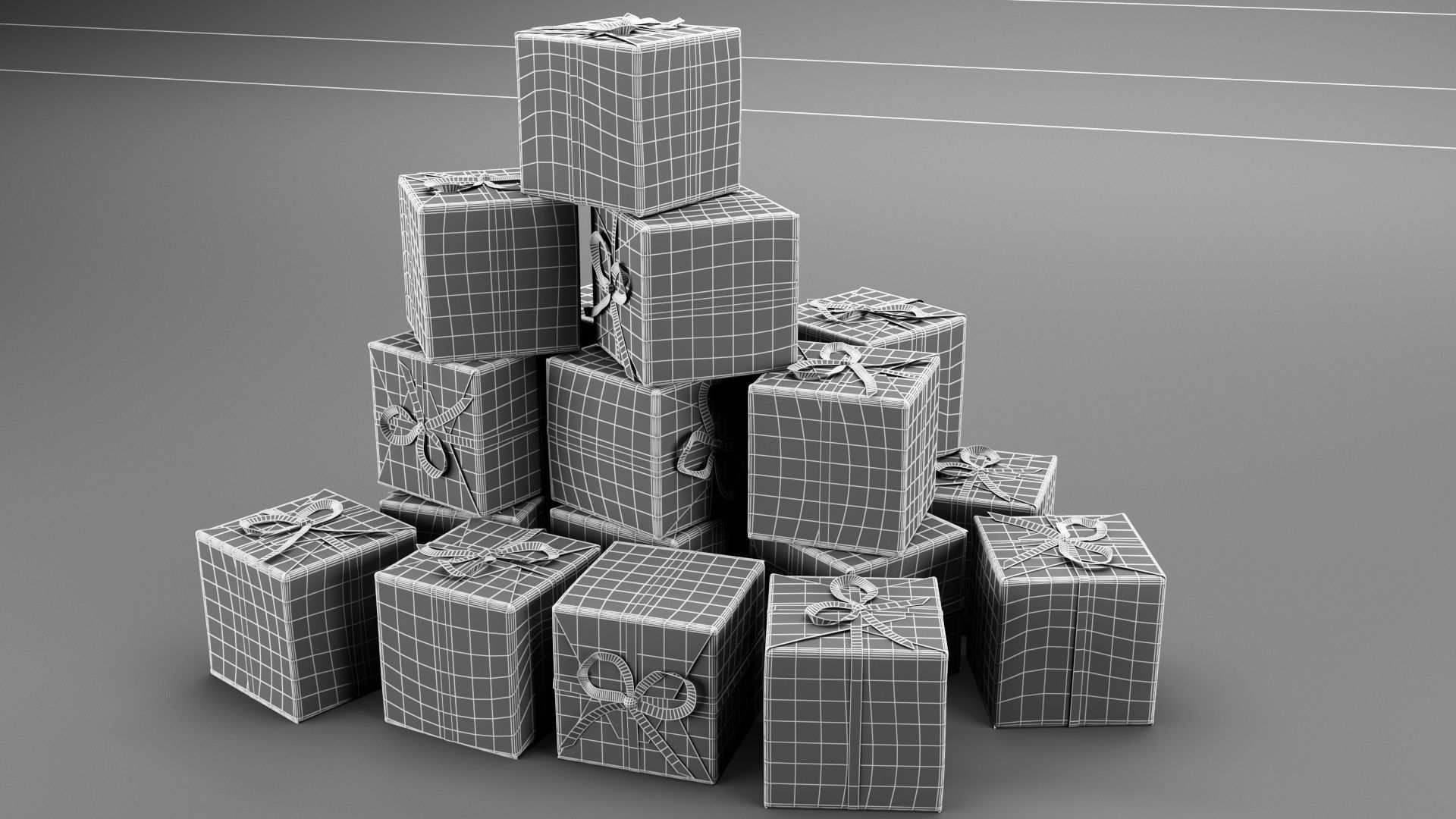 New Year Presents and Gift Boxes v2 Low-poly 3D model_5