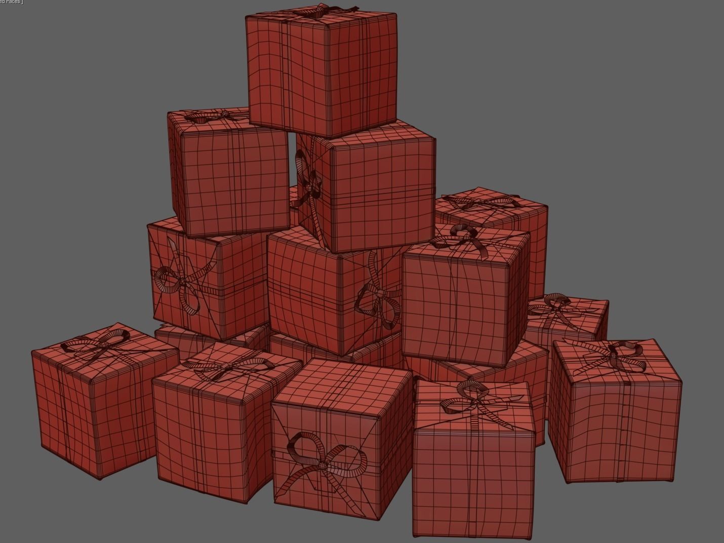 New Year Presents and Gift Boxes v2 Low-poly 3D model_12